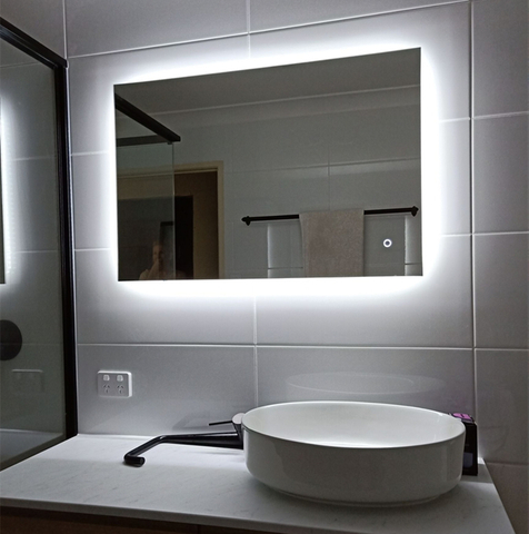 Rectangle Touch LED Mirror in Bathroom