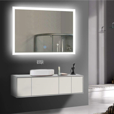 Rectangle Wall Mounted LED Mirror in Bathroom