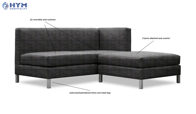 GR-105 Hilton Garden Inn Hotel L-Shaped Sofa with ottoman