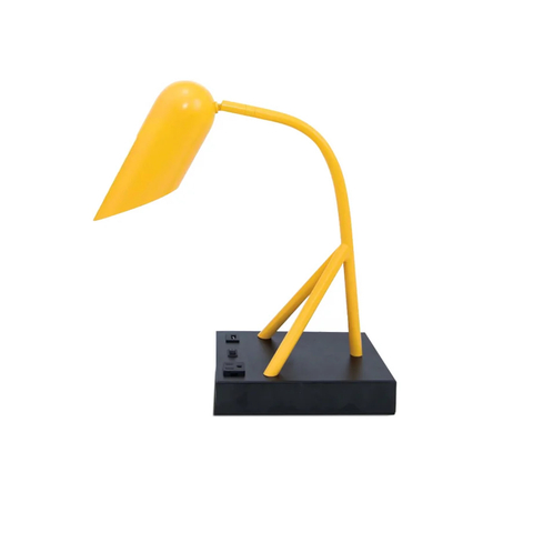 Motel 6 Gemini Yellow Metal Desk Lamp