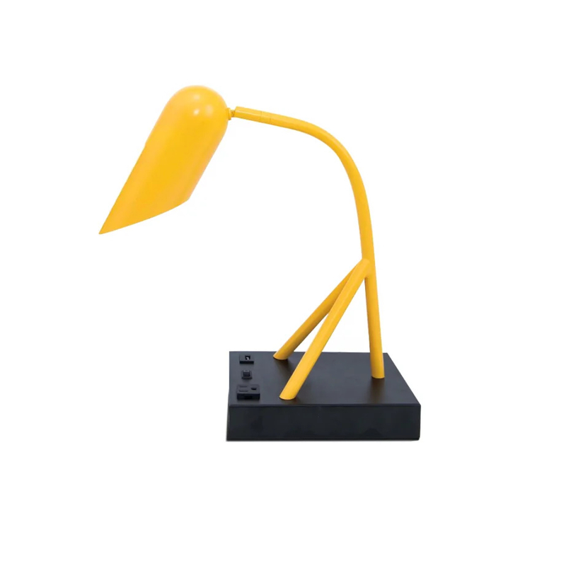 Motel 6 Gemini Yellow Metal Desk Lamp