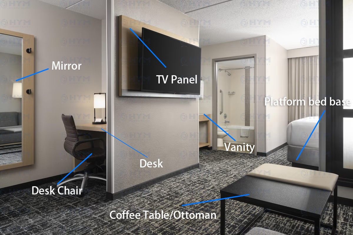 Down comforters, desk, laptop workspace, blackout drapes (7)