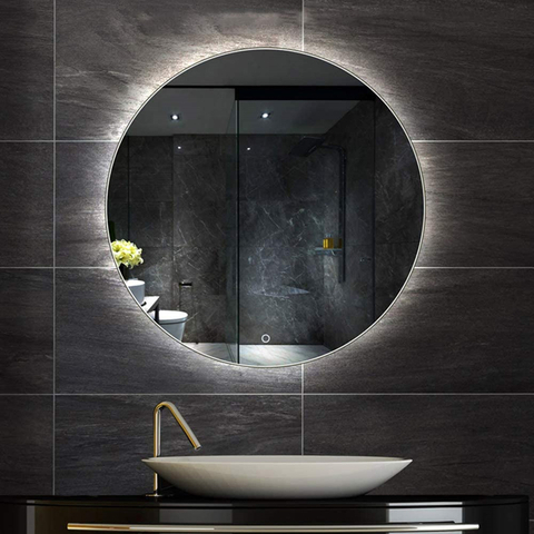 Round Magnifying LED Mirror in Bathroom