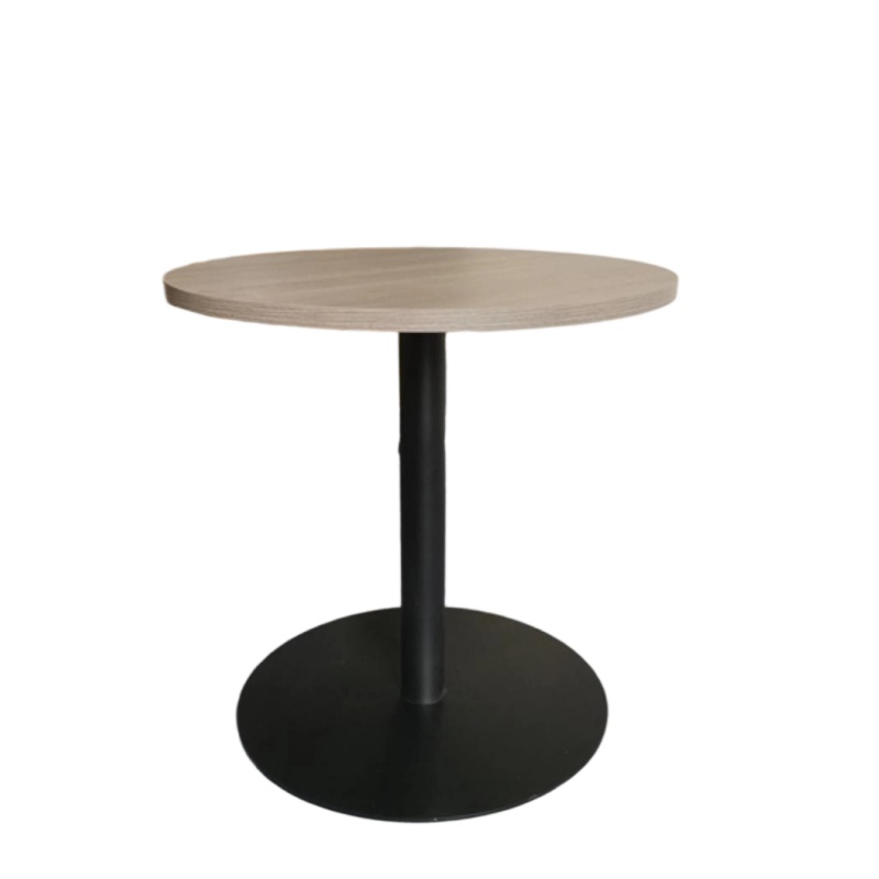 36" diameter x 30" height commercial-grade round table for hotel guestrooms, engineered with institutional-strength substrates and a heavy-duty steel base.