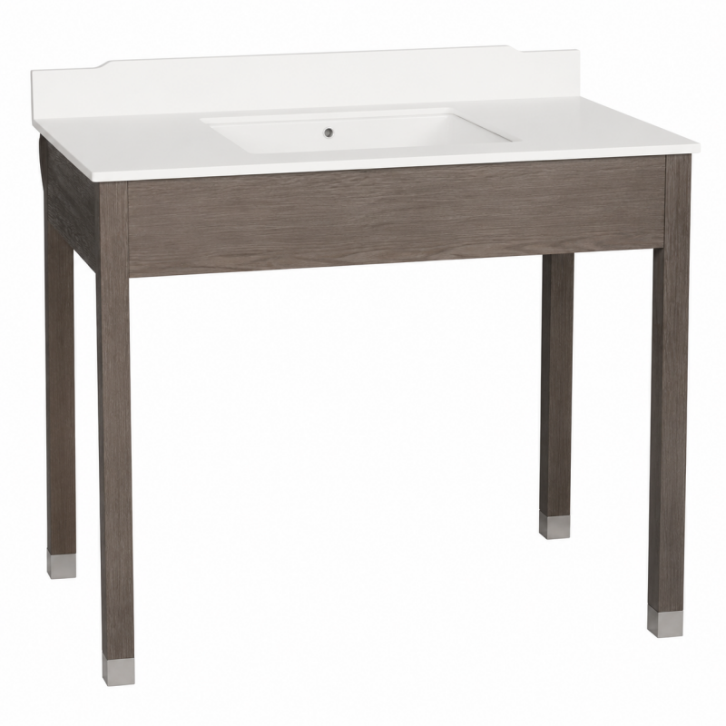 ADA compliant barrier-free hospitality vanity GR-313 with required knee clearance and contoured backsplash, precision-engineered for Ramada by Wyndham accessible suites.