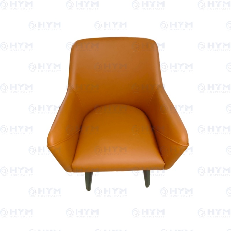 Holiday Inn Express Formula Blue 2.0 business center chair model EXP2-305 in Monarc Orange vinyl upholstery with walnut legs.