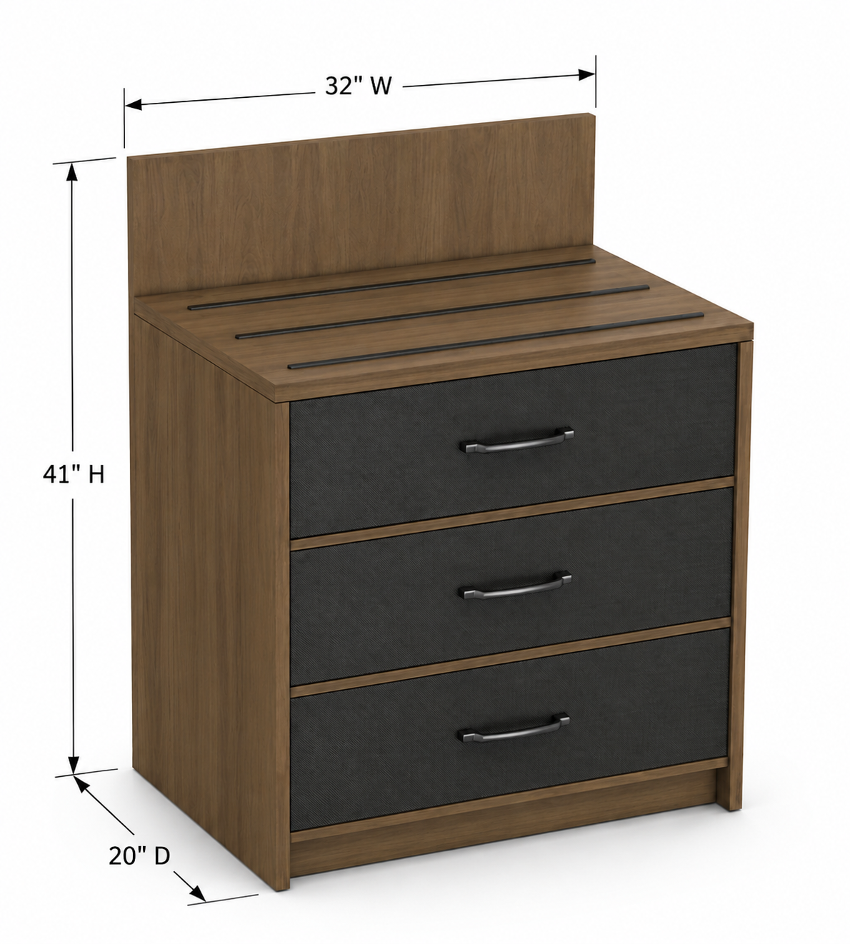 Dimensional technical view of the CG-209 dresser for Candlewood Suites, showing 32-inch width, 41-inch height, and 20-inch depth for FF&E planning.