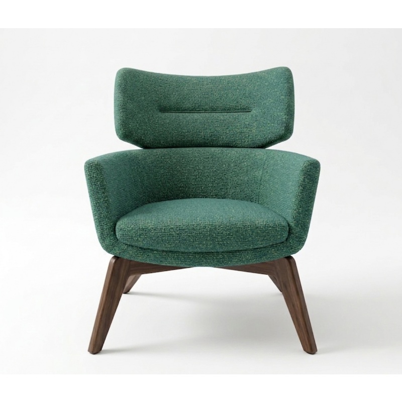 Front view of PA-107 public area lounge chair, custom manufactured for Hampton by Hilton hospitality lobby projects.
