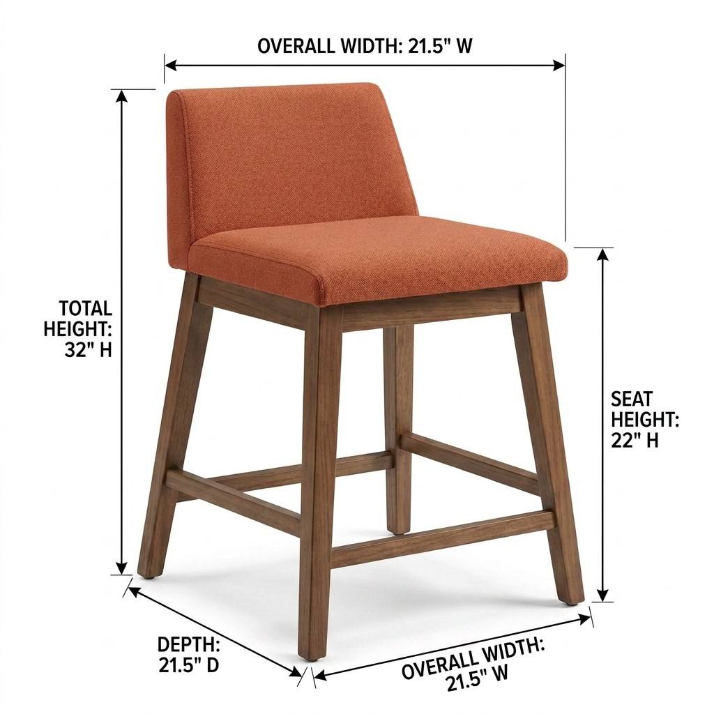 Professional technical dimension drawing of PA-109 stool showing exact hospitality seating specifications.