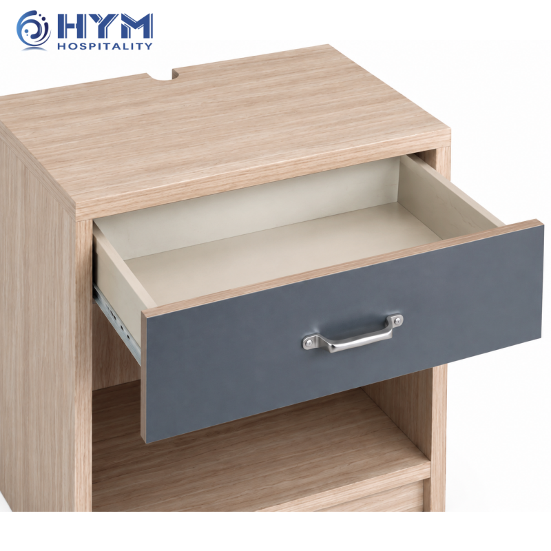 CG-212 Nightstand For Accessible Queen Units With Drawer and Cutout for Cords Hotel Guestroom Candlewood Suites