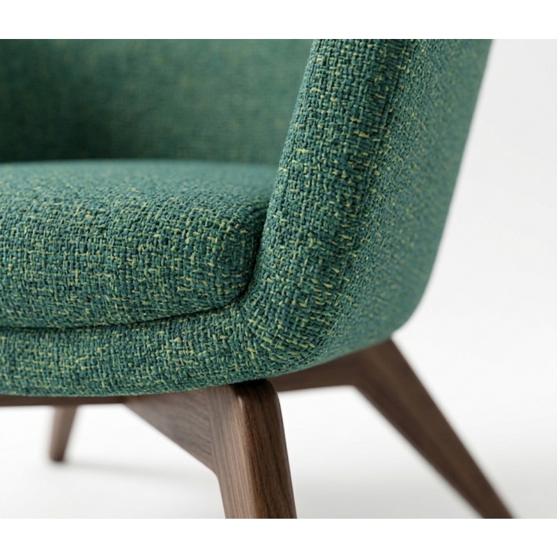 Close-up of the 100,000 double rubs contract-grade fabric and heavy-duty stitching on the PA-107 lounge chair.