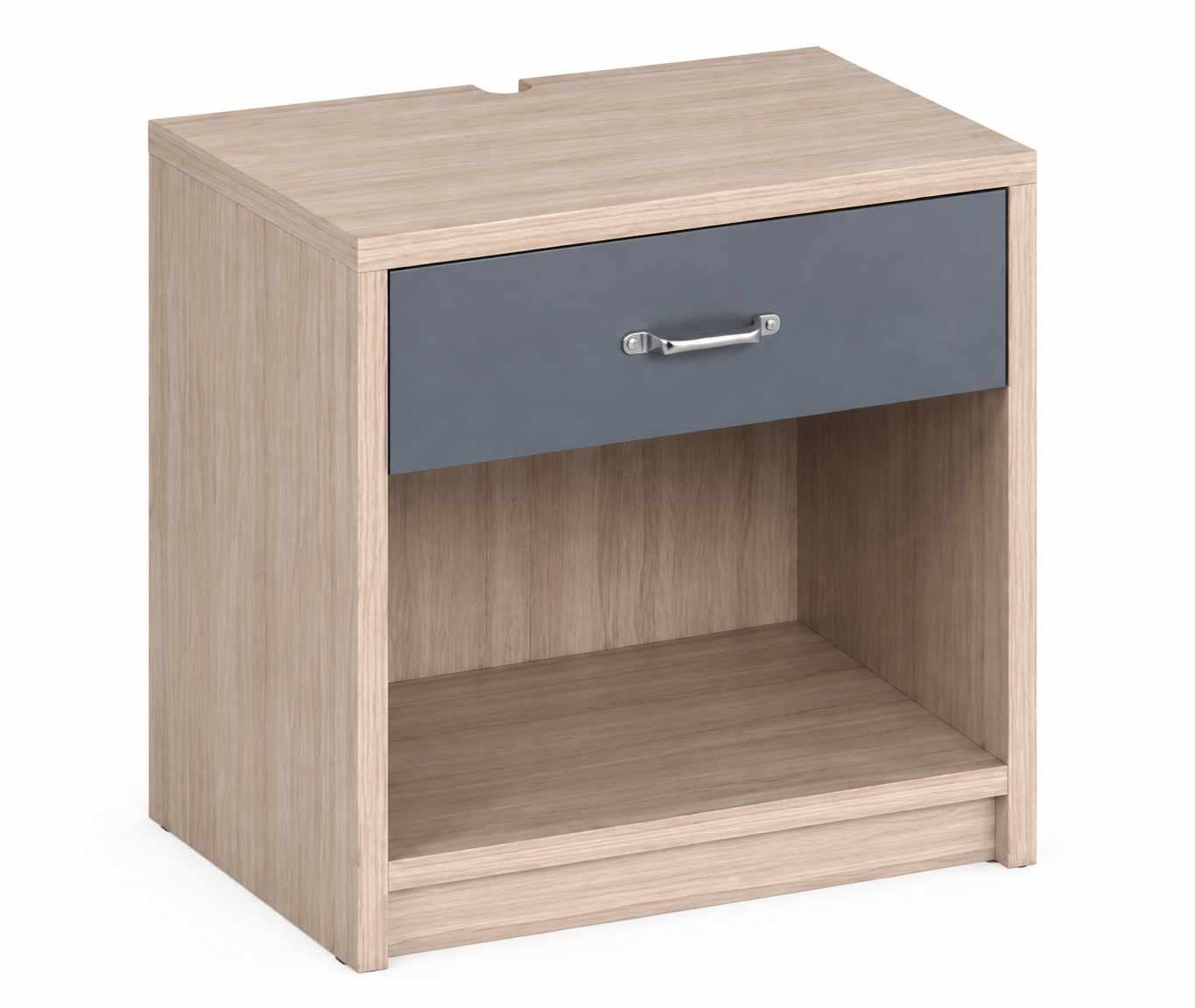 IHG brand-compliant 30-inch wide ADA nightstand for Candlewood Suites, featuring Wilsonart Palisades Oak finish and an open storage cubby.