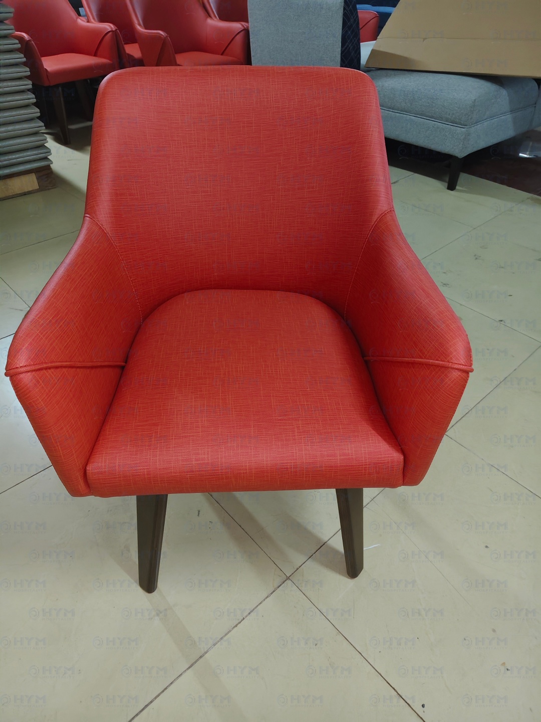 EXP2-307 fully upholstered dining chair in front view, designed for Holiday Inn Express Formula Blue dining area.