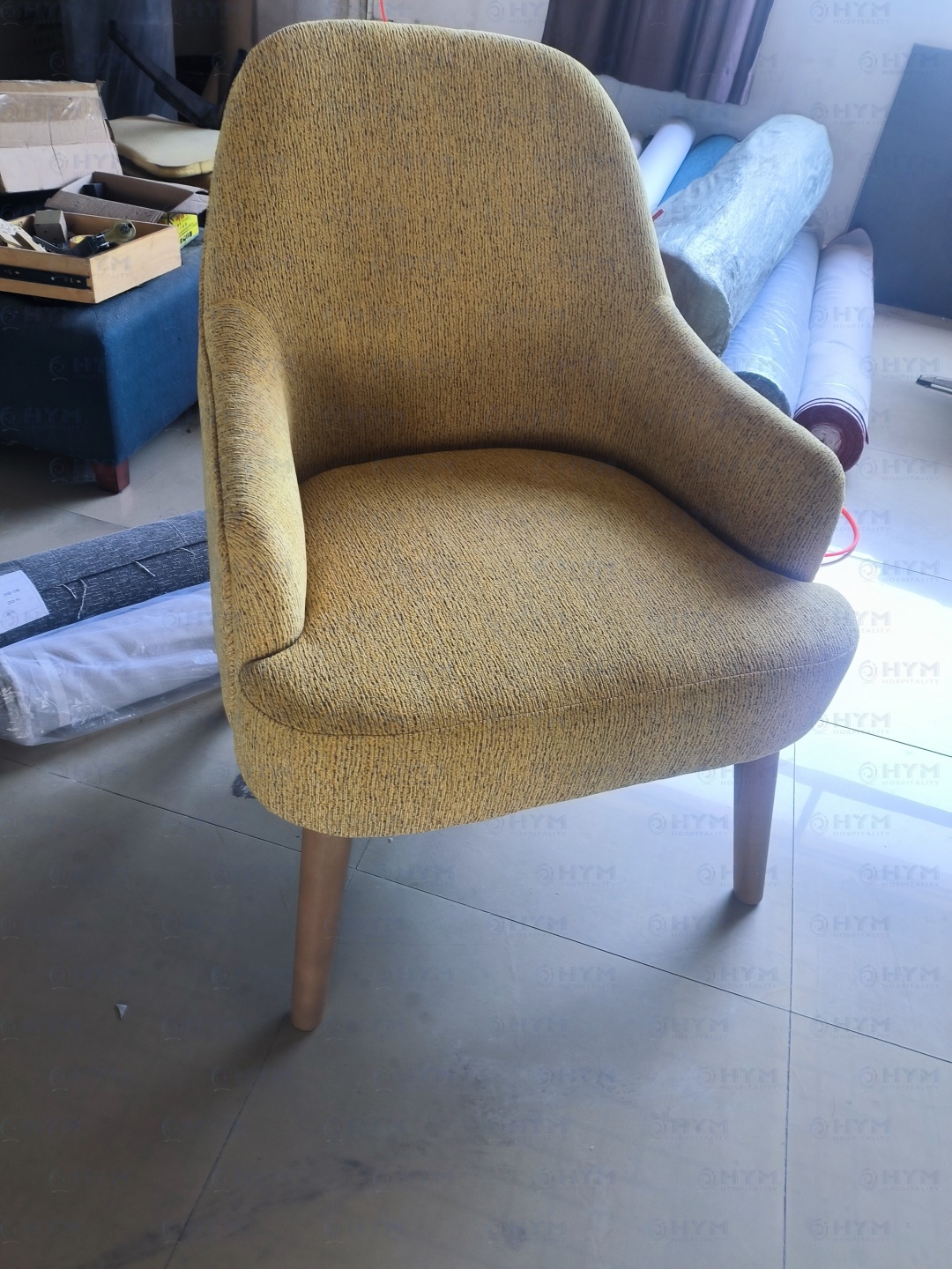 Hampton by Hilton lounge chairs in the factory workshop.