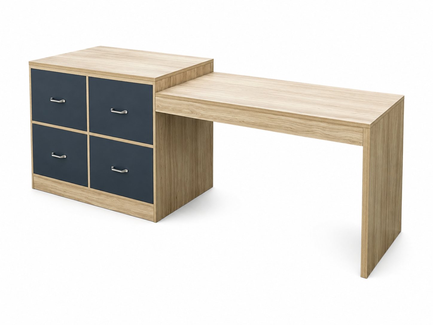 IHG brand-compliant CG-210 desk and dresser combo unit for Candlewood Suites guestrooms, featuring Wilsonart Palisades Oak finish and an 88-inch wide footprint.