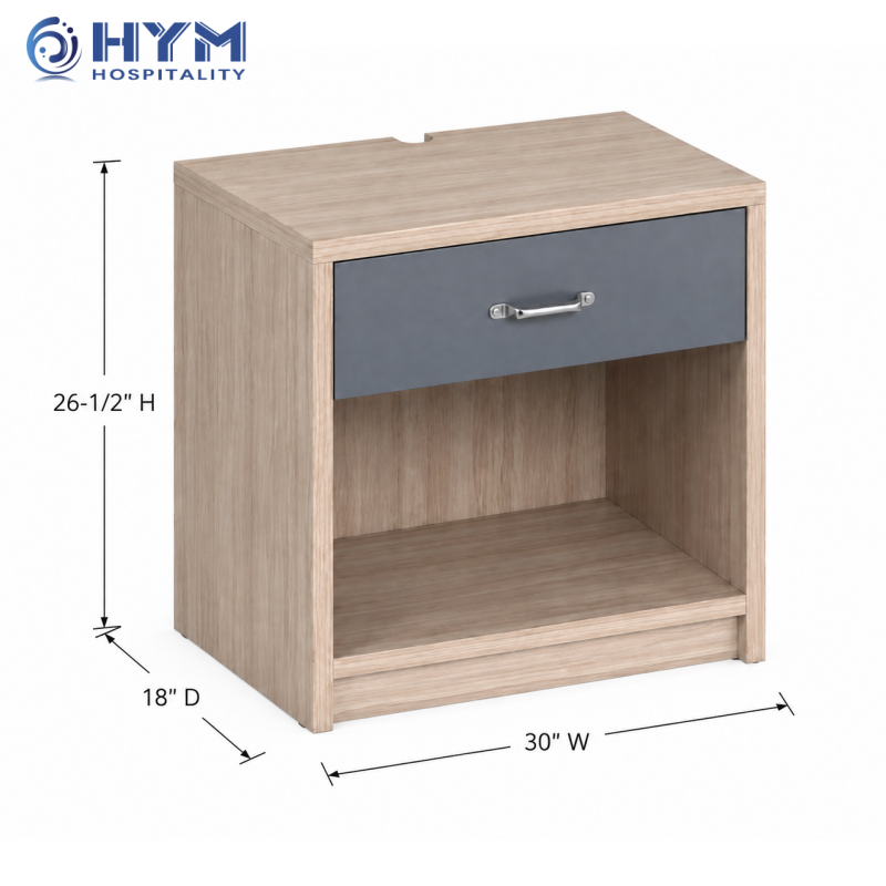 CG-212 Nightstand For Accessible Queen Units With Drawer and Cutout for Cords Hotel Guestroom Candlewood Suites