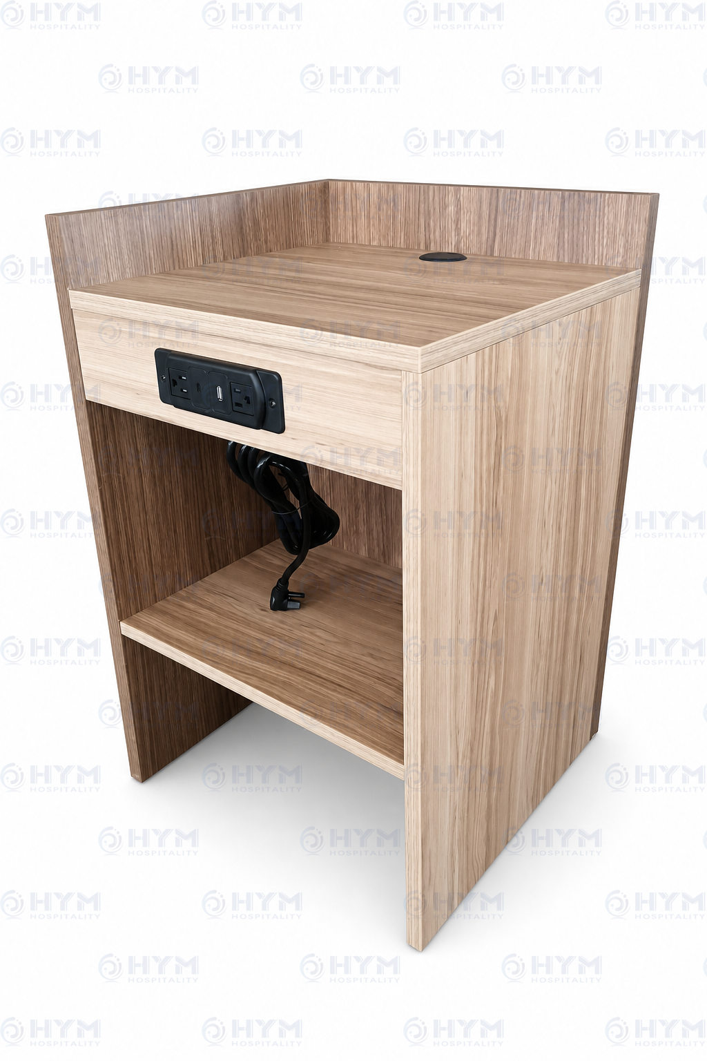  GR-323 Home2 by Hilton bedside table with no-drawer design to prevent forgotten belongings and save housekeeping time.